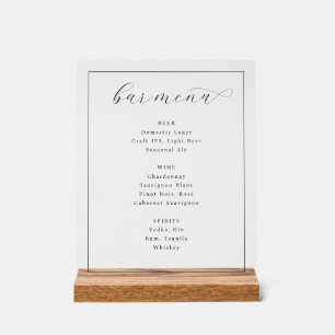 Elegantes minimalistisches Bar-Menü-Schild Acrylschild