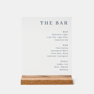 Elegantes minimalistisches Bar-Menü-Schild Acrylschild