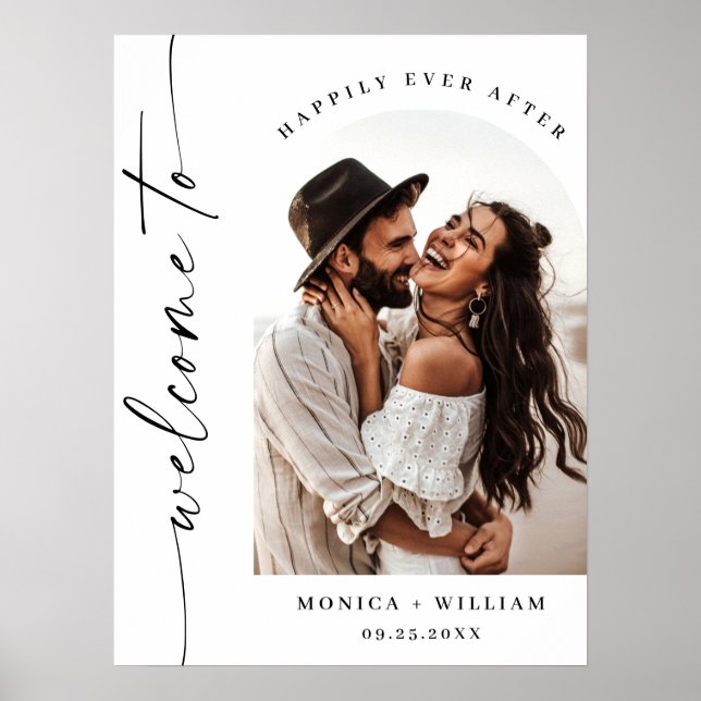 Elegantes Minimalistisches Begrüßungs-Foto Poster (Vorne)
