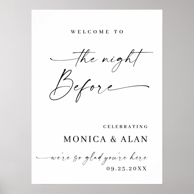 Elegantes Minimalistisches Begrüßungsfest Probe Ab Poster (Vorne)