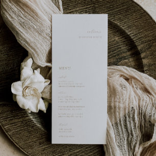 Elegantes Minimalistisches Beige-Menü für Hochzeit Menükarte