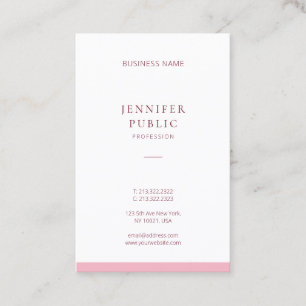 Elegantes Minimalistisches Berufliches Rosa Modern Visitenkarte