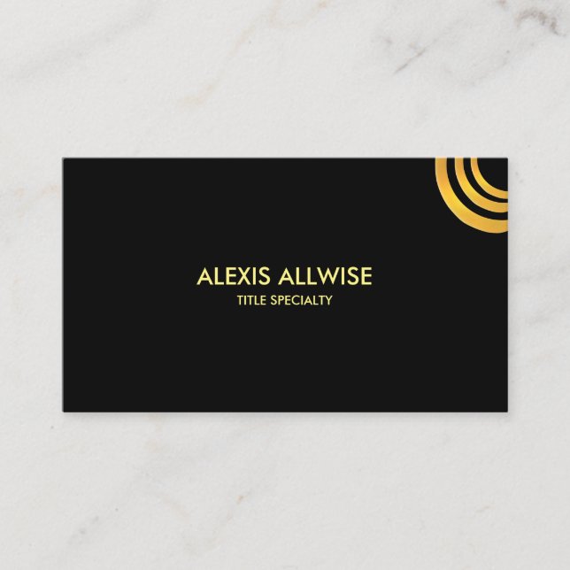 Elegantes Minimalistisches Black & Gold Metallic Visitenkarte (Vorderseite)