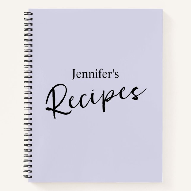 Elegantes Minimalistisches, blasses Lila Rezept Notizbuch (Vorderseite)