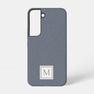 Elegantes minimalistisches blau-graues Kunstleinen Samsung Galaxy Hülle