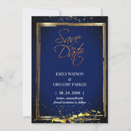 Elegantes, minimalistisches blaues Gold Save the D Date