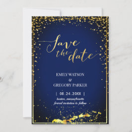 Elegantes, minimalistisches blaues Gold Save the D Date