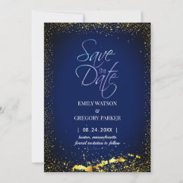 Elegantes, minimalistisches blaues Gold Save the D Date