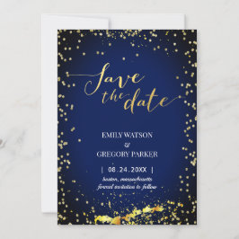 Elegantes, minimalistisches blaues Gold Save the D Date