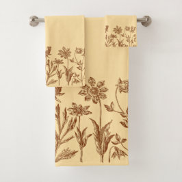 Elegantes Minimalistisches Blumendesign mit Monogr Badhandtuch Set