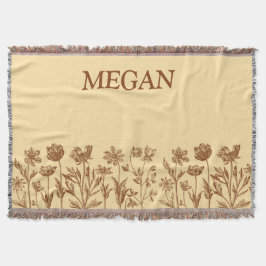 Elegantes Minimalistisches Blumendesign mit Monogr Decke