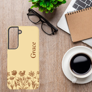 Elegantes minimalistisches Blumendesign mit Monogr Samsung Galaxy Hülle
