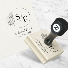 Elegantes Minimalistisches Blumenmongramm Gummistempel
