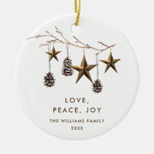 Elegantes minimalistisches Boho Frohe Weihnachten Keramik Ornament