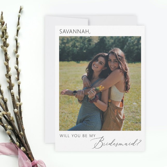 Elegantes Minimalistisches Bridesmaid-Foto Einladung (Von Creator hochgeladen)