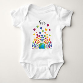 Elegantes minimalistisches bunter Regenbogen Herz  Baby Strampler