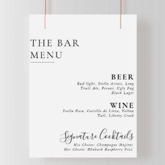 Elegantes Minimalistisches Calligrafy Wedding Bar Poster