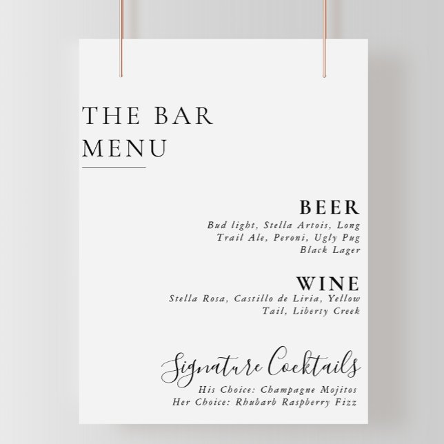 Elegantes Minimalistisches Calligrafy Wedding Bar  Poster (Von Creator hochgeladen)