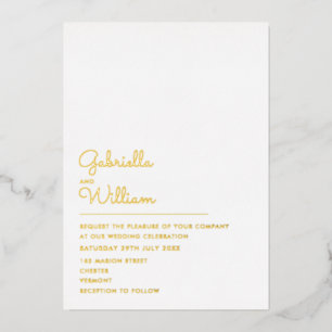 Elegantes minimalistisches Chic-Script-Hochzeit Go Folieneinladung