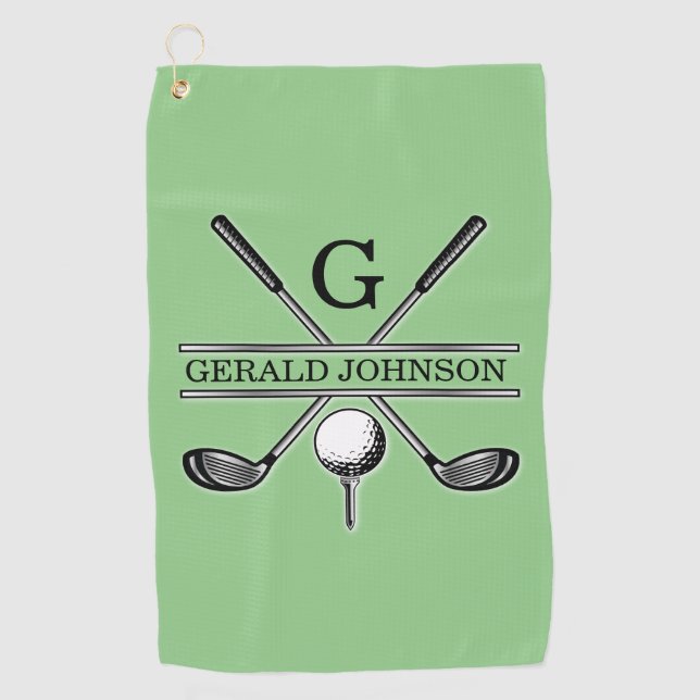 Elegantes Minimalistisches Custom Golf Monogram Golfhandtuch (Vorderseite)