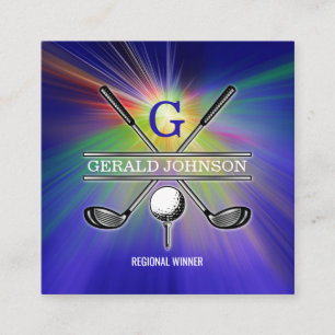 Elegantes Minimalistisches Custom Golf Monogram Quadratische Visitenkarte