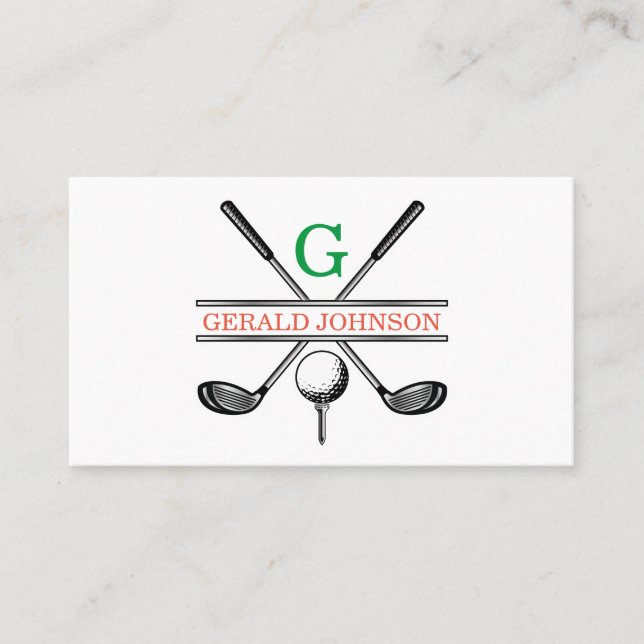 Elegantes Minimalistisches Custom Golf Monogram Visitenkarte (Vorderseite)
