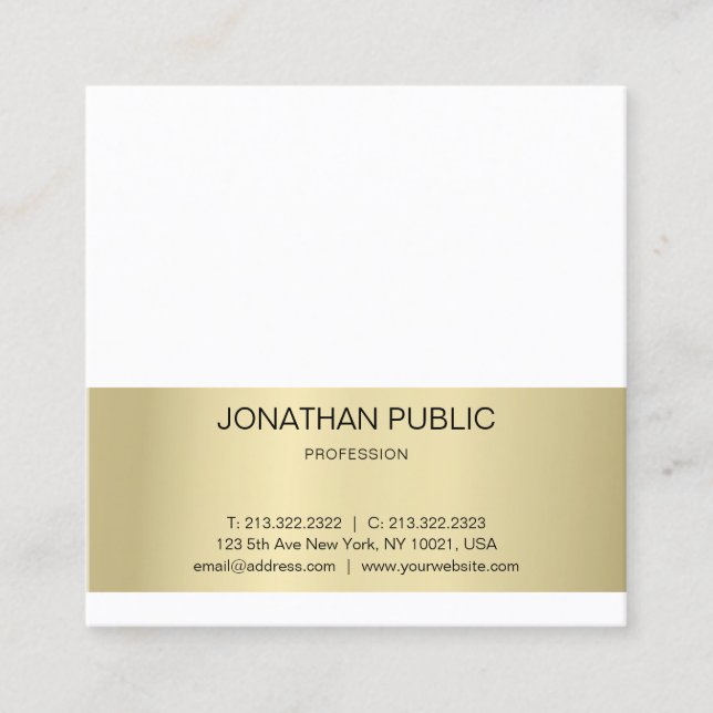 Elegantes Minimalistisches Design Gold Effekt Schl Quadratische Visitenkarte (Vorderseite)