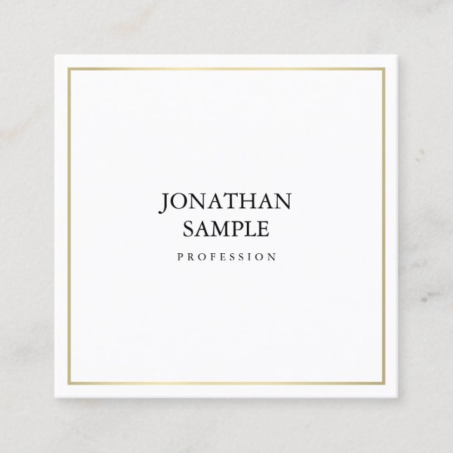 Elegantes Minimalistisches Design Gold Look Modern Quadratische Visitenkarte (Vorderseite)