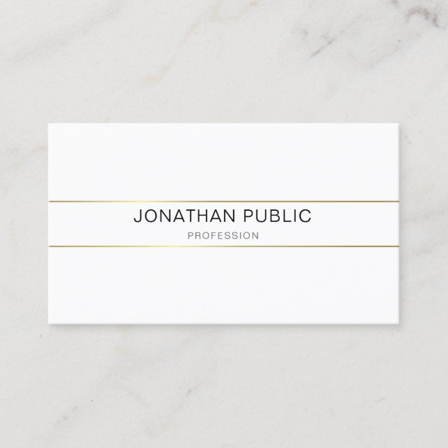 Elegantes minimalistisches Design Gold White Trend Visitenkarte (Vorderseite)