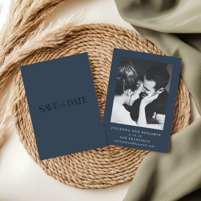 Elegantes Minimalistisches dunkles Aquamarines bla Save The Date (Von Creator hochgeladen)