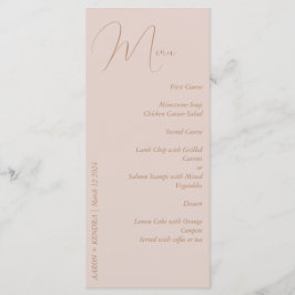 Elegantes Minimalistisches Dusty Pink und Gold Menükarte