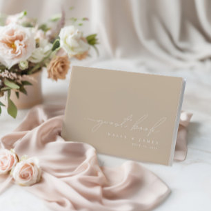 Elegantes Minimalistisches Dusty Taupe Wedding Gäs Gästebuch