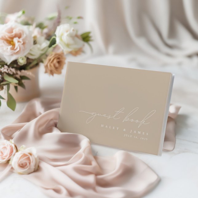 Elegantes Minimalistisches Dusty Taupe Wedding Gäs Gästebuch (Elegant Minimalist Dusty Taupe Wedding Guest Book)