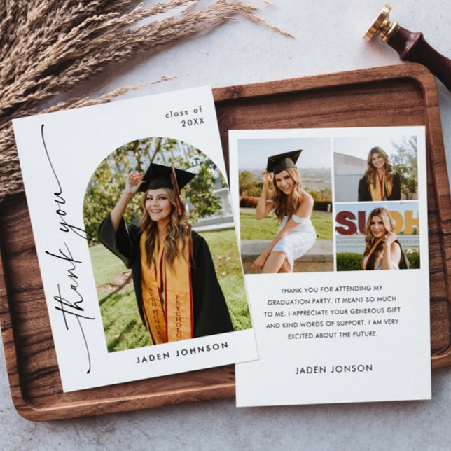 Elegantes Minimalistisches Einfaches Abschluss 4 F Dankeskarte (Von Creator hochgeladen)