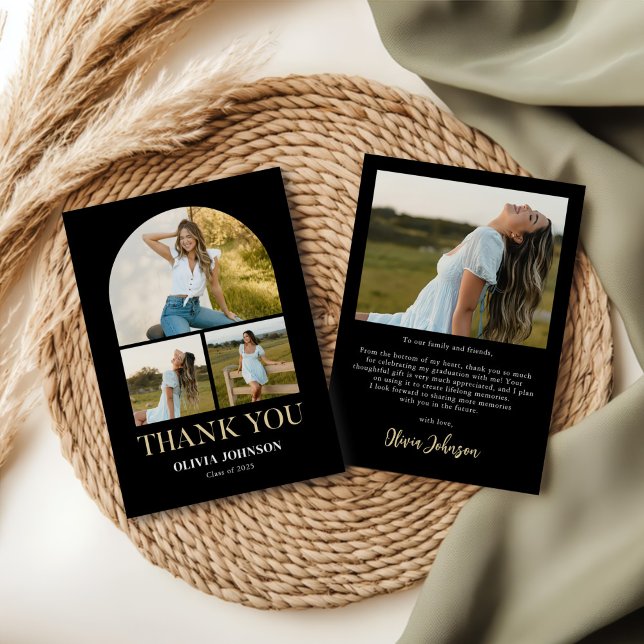 Elegantes Minimalistisches Einfaches Abschluss 4 F Dankeskarte (Von Creator hochgeladen)