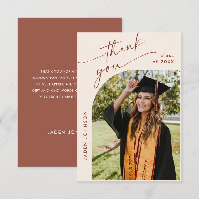 Elegantes Minimalistisches Einfaches Abschluss Ein Dankeskarte (Vorne/Hinten)