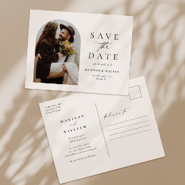 Elegantes Minimalistisches Elfenbein-Foto Save the Postkarte
