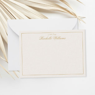 Elegantes minimalistisches Elfenbein- und Gold-Mon Mitteilungskarte
