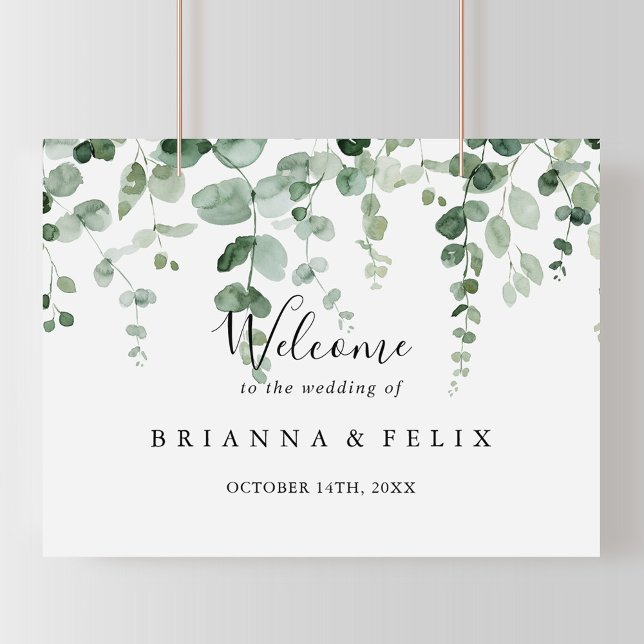 Elegantes Minimalistisches Eukalyptus Wedding Will Poster (Von Creator hochgeladen)