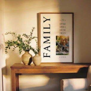 Elegantes minimalistisches Familienfoto 4 Geburtsj Poster
