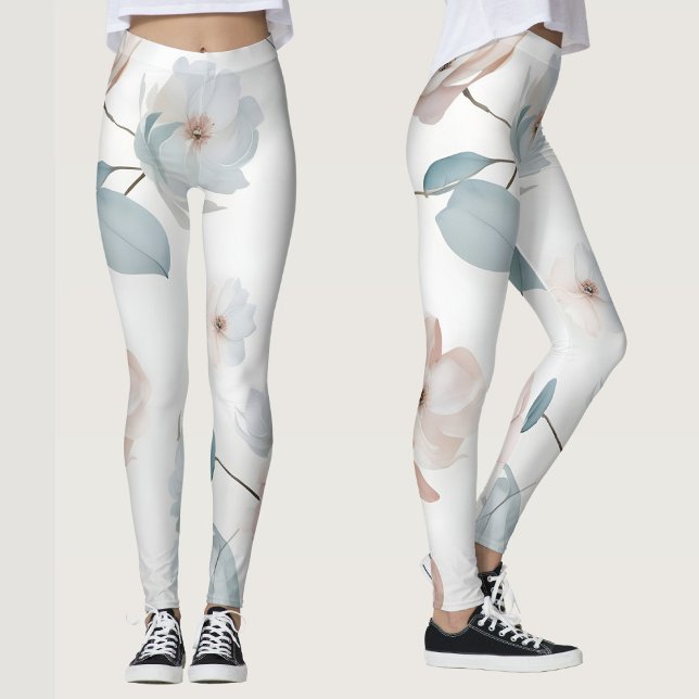 Elegantes Minimalistisches Floral-Aquarellmuster Leggings (Von Creator hochgeladen)