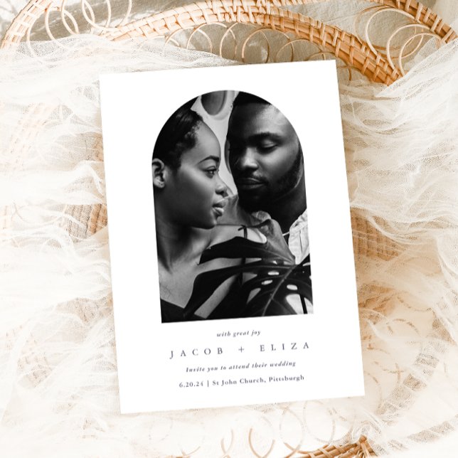 Elegantes Minimalistisches Foto Arch Wedding Einladung (Von Creator hochgeladen)