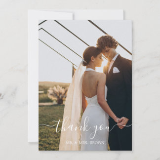 Elegantes Minimalistisches Foto Hochzeit Dankeschö Dankeskarte