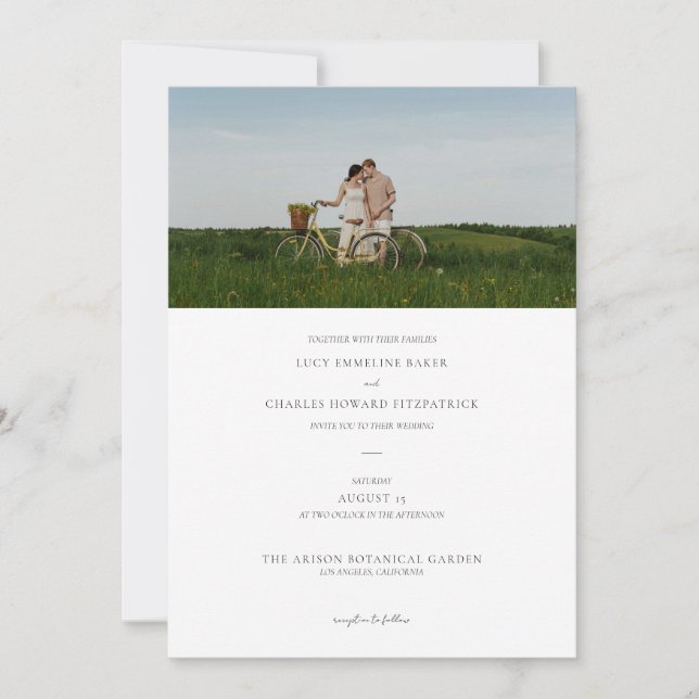 Elegantes Minimalistisches Foto Hochzeit Einladung (Vorderseite)