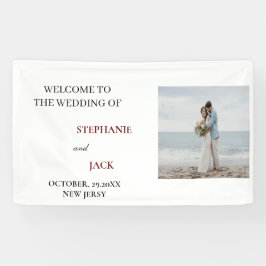 Elegantes Minimalistisches Foto Hochzeit Willkomme Banner