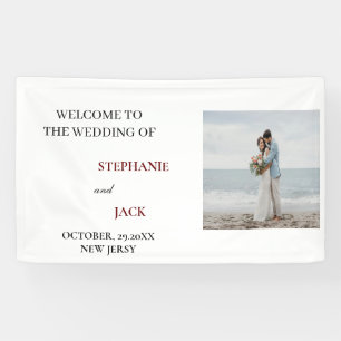 Elegantes Minimalistisches Foto Hochzeit Willkomme Banner