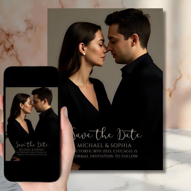 Elegantes Minimalistisches Foto Hochzeitsankündigu Save The Date (Von Creator hochgeladen)