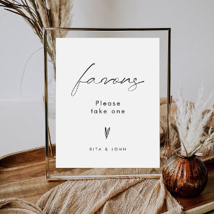 Elegantes Minimalistisches Gefallen beim Hochzeits Poster