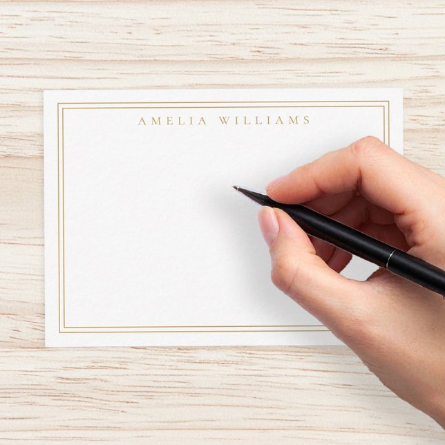 Elegantes Minimalistisches Gold Zwei Grenzen Mitteilungskarte (Von Creator hochgeladen)