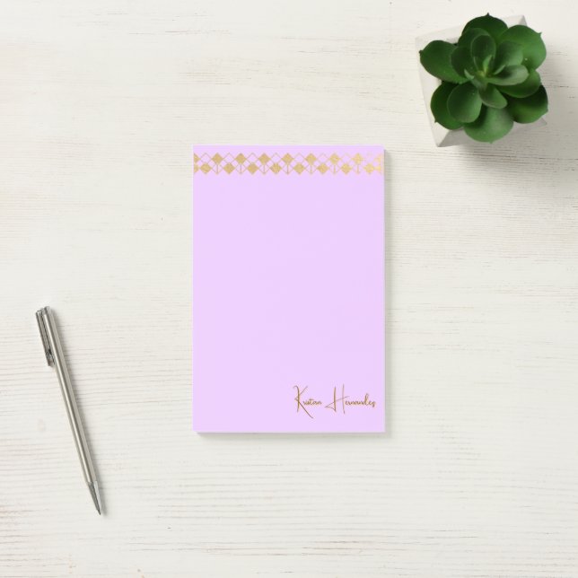 Elegantes Minimalistisches goldenes Akzent Rosa Post-it Klebezettel (Büro)